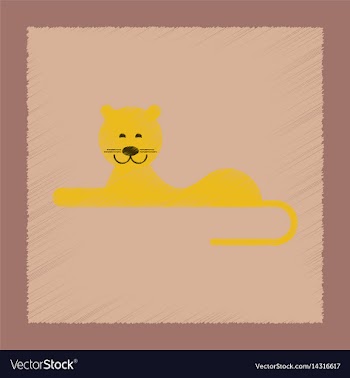 Flat shading style icon cartoon lioness vector image