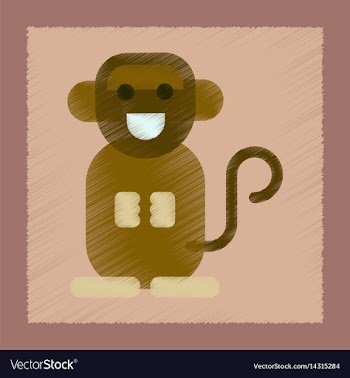 Flat shading style icon cartoon monkey vector image