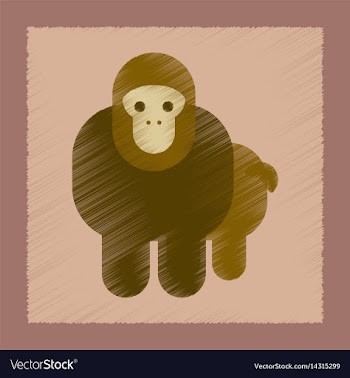 Flat shading style icon cartoon monkey vector image