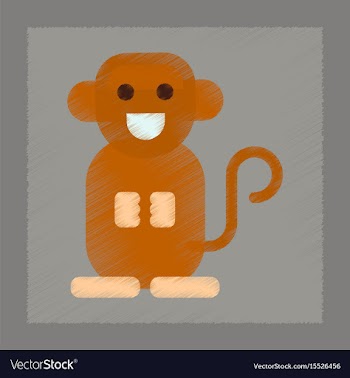 Flat shading style icon cartoon monkey vector image