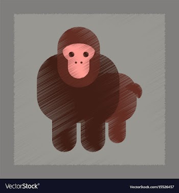 Flat shading style icon cartoon monkey vector image
