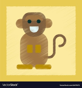 Flat shading style icon cartoon monkey vector image