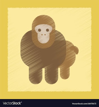 Flat shading style icon cartoon monkey vector image