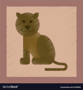 Flat shading style icon cartoon panther vector image