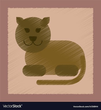 Flat shading style icon cartoon panther vector image