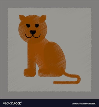 Flat shading style icon cartoon panther vector image