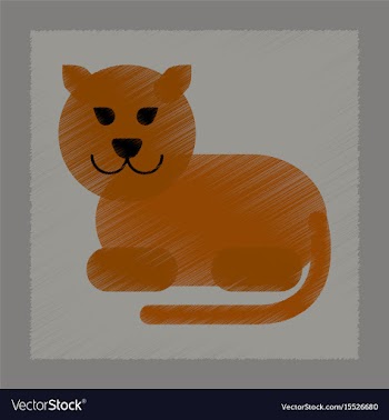 Flat shading style icon cartoon panther vector image