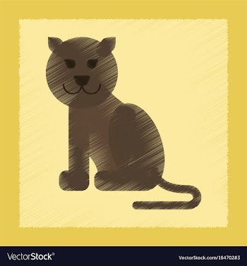 Flat shading style icon cartoon panther vector image