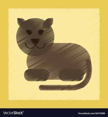 Flat shading style icon cartoon panther vector image