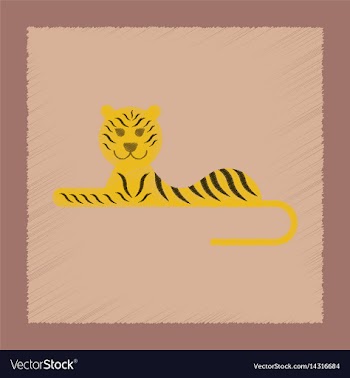 Flat shading style icon cartoon tiger vector image