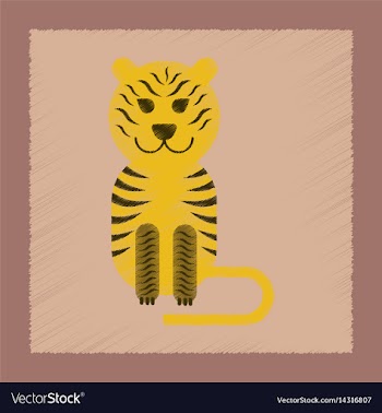 Flat shading style icon cartoon tiger vector image