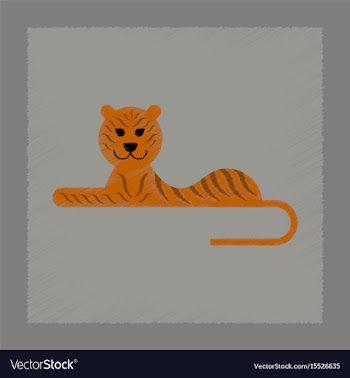 Flat shading style icon cartoon tiger vector image