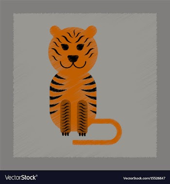 Flat shading style icon cartoon tiger vector image