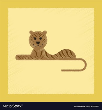 Flat shading style icon cartoon tiger vector image