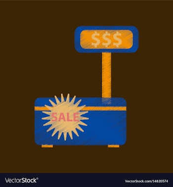 Flat shading style icon cash machine sale vector image