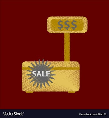 Flat shading style icon cash machine sale vector image