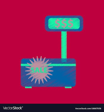 Flat shading style icon cash machine sale vector image