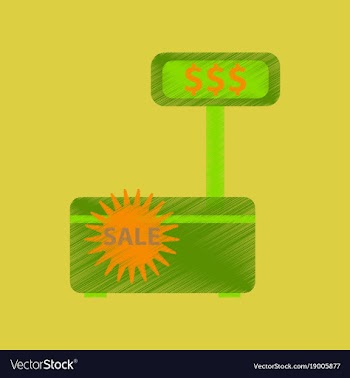 Flat shading style icon cash machine sale vector image