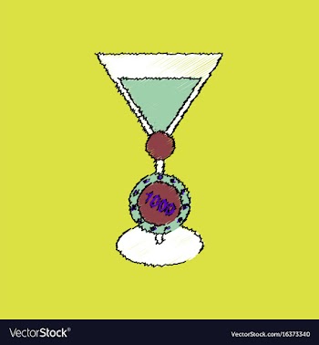 Flat shading style icon casino chip and cocktail vector image