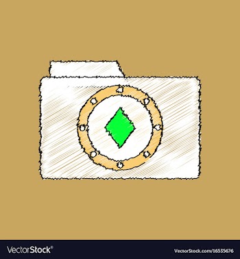 Flat shading style icon casino chip on folder vector image