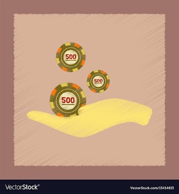 Flat shading style icon casino chips in hand vector image