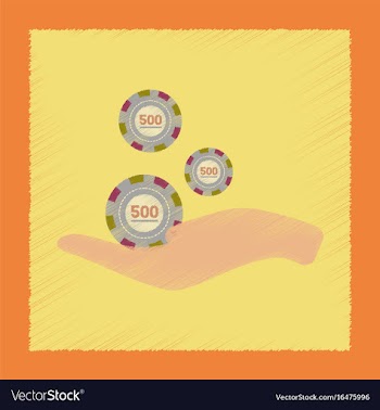 Flat shading style icon casino chips in hand vector image
