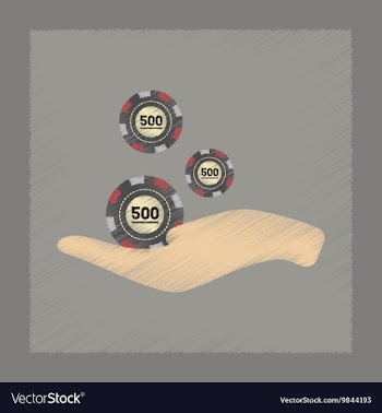 Flat shading style icon Casino chips in hand vector image