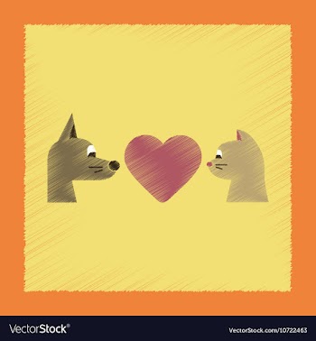 Flat shading style icon cat dog heart vector image