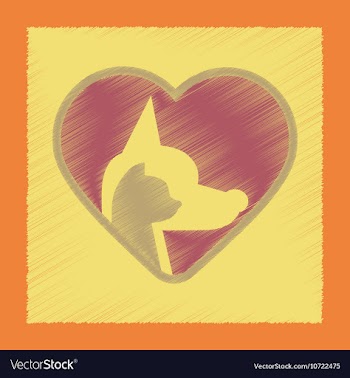 Flat shading style icon cat dog heart vector image