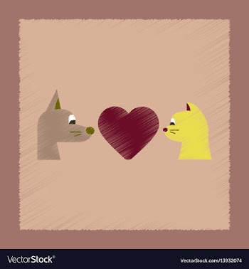 Flat shading style icon cat dog heart vector image