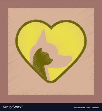 Flat shading style icon cat dog heart vector image
