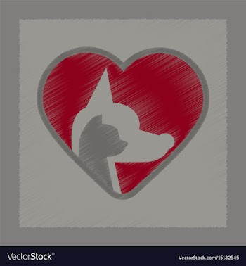 Flat shading style icon cat dog heart vector image