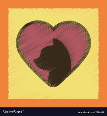 Flat shading style icon cat heart vector image