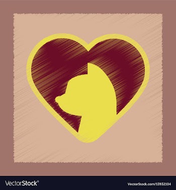Flat shading style icon cat heart vector image
