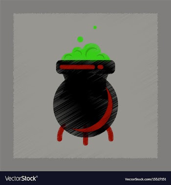 Flat shading style icon cauldron witches potion vector image