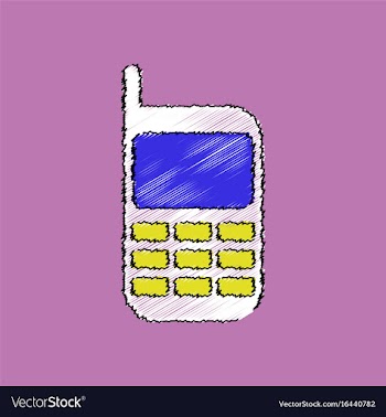 Flat shading style icon cellphone silhouette vector image