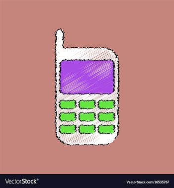 Flat shading style icon cellphone silhouette vector image