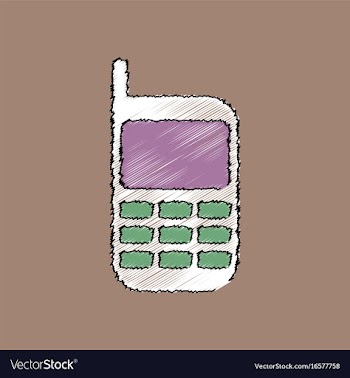 Flat shading style icon cellphone silhouette vector image