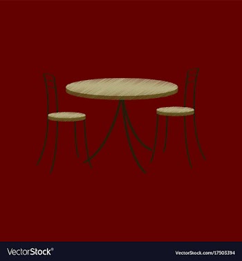 Flat shading style icon chairs and table vector image