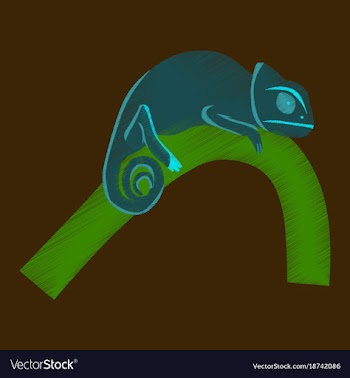 Flat shading style icon chameleon vector image