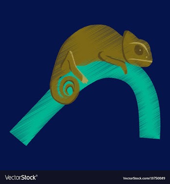 Flat shading style icon chameleon vector image