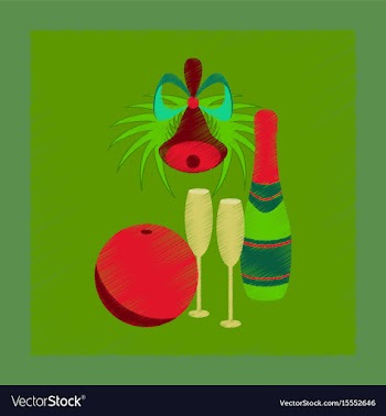 Flat shading style icon champagne bell vector image