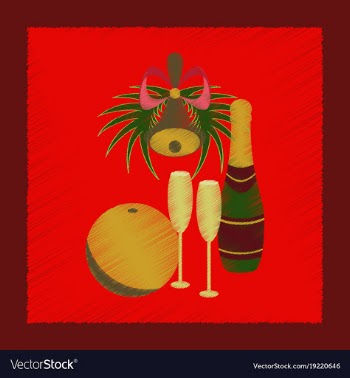 Flat shading style icon champagne bell vector image