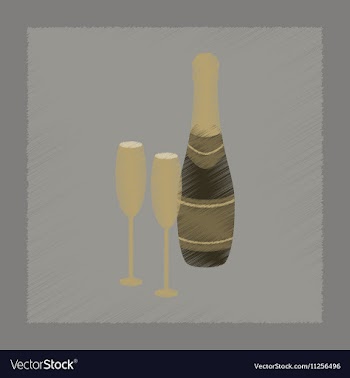 Flat shading style icon Champagne bottle and vector image