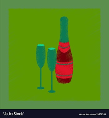 Flat shading style icon champagne bottle and vector image
