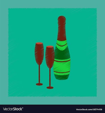 Flat shading style icon champagne bottle and vector image