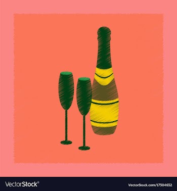 Flat shading style icon champagne bottle and vector image
