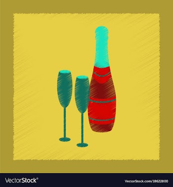 Flat shading style icon champagne bottle and vector image