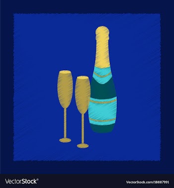 Flat shading style icon champagne bottle and vector image