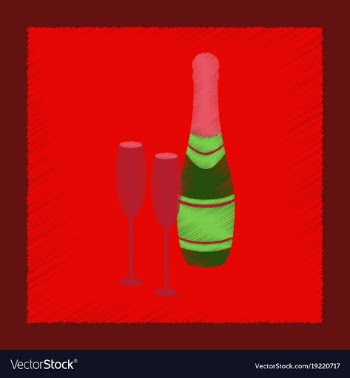 Flat shading style icon champagne bottle and vector image